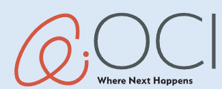 Logo with stylized '@' symbol and the letters 'O.C.' along with the tagline 'Where Next Happens'.