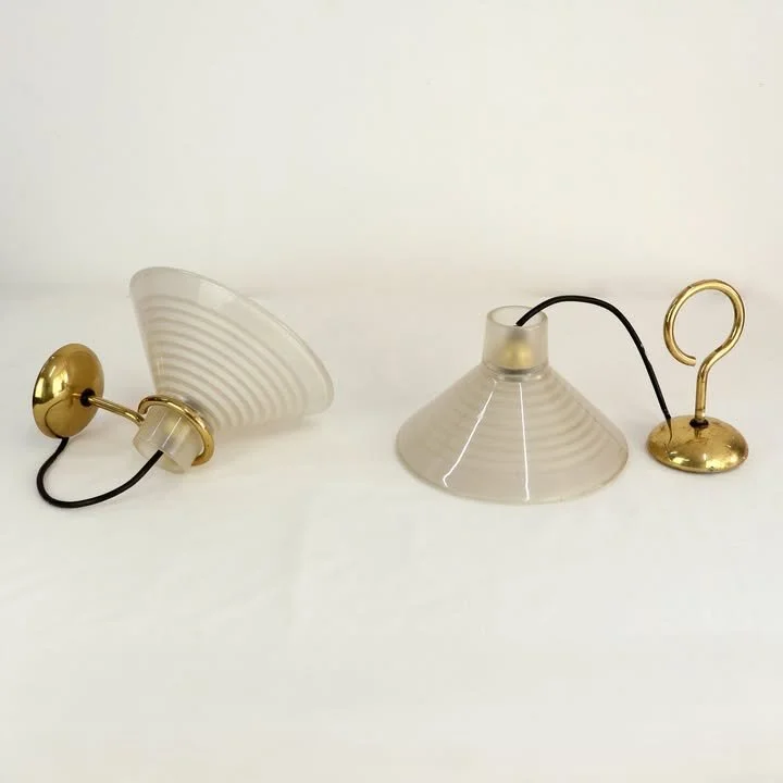 Set di 5 applique in vetro di Murano satinato e ottone, anni '70 – foto 3