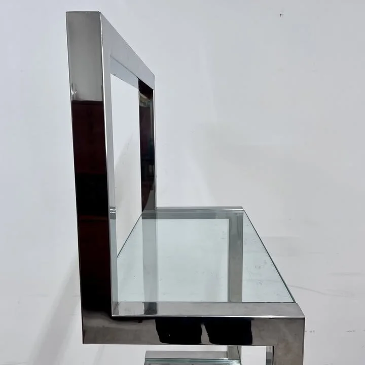 Libreria in metallo cromato e vetro di Sandro Petti per Metalarte, anni '70 – foto 3