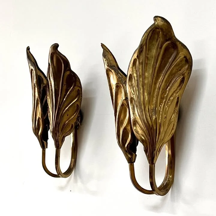 Coppia di applique in ottone martellato di Tommaso Barbi per Bottega Gadda – foto 1