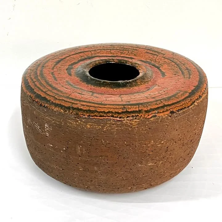 Grande vaso in ceramica smaltata a cerchi concentrici, Italia, anni '70 – foto 1