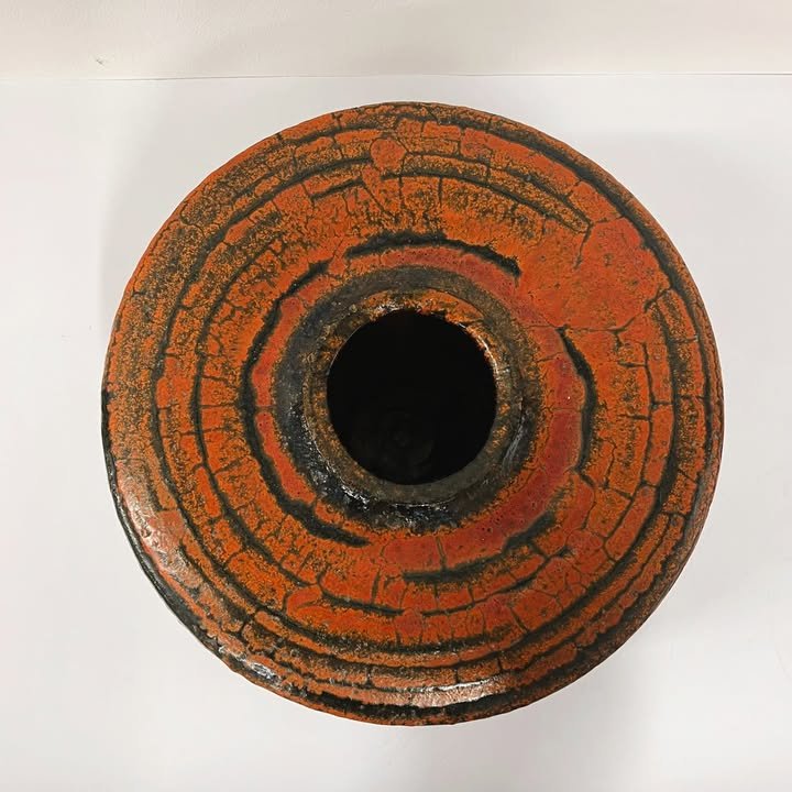 Grande vaso in ceramica smaltata a cerchi concentrici, Italia, anni '70 – foto 3
