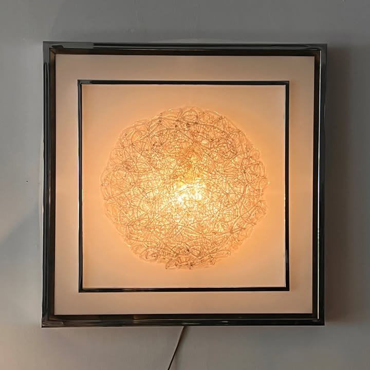 Pannello luminoso in metallo cromato e perspex di Nucleo Forme, anni '80 – foto 1