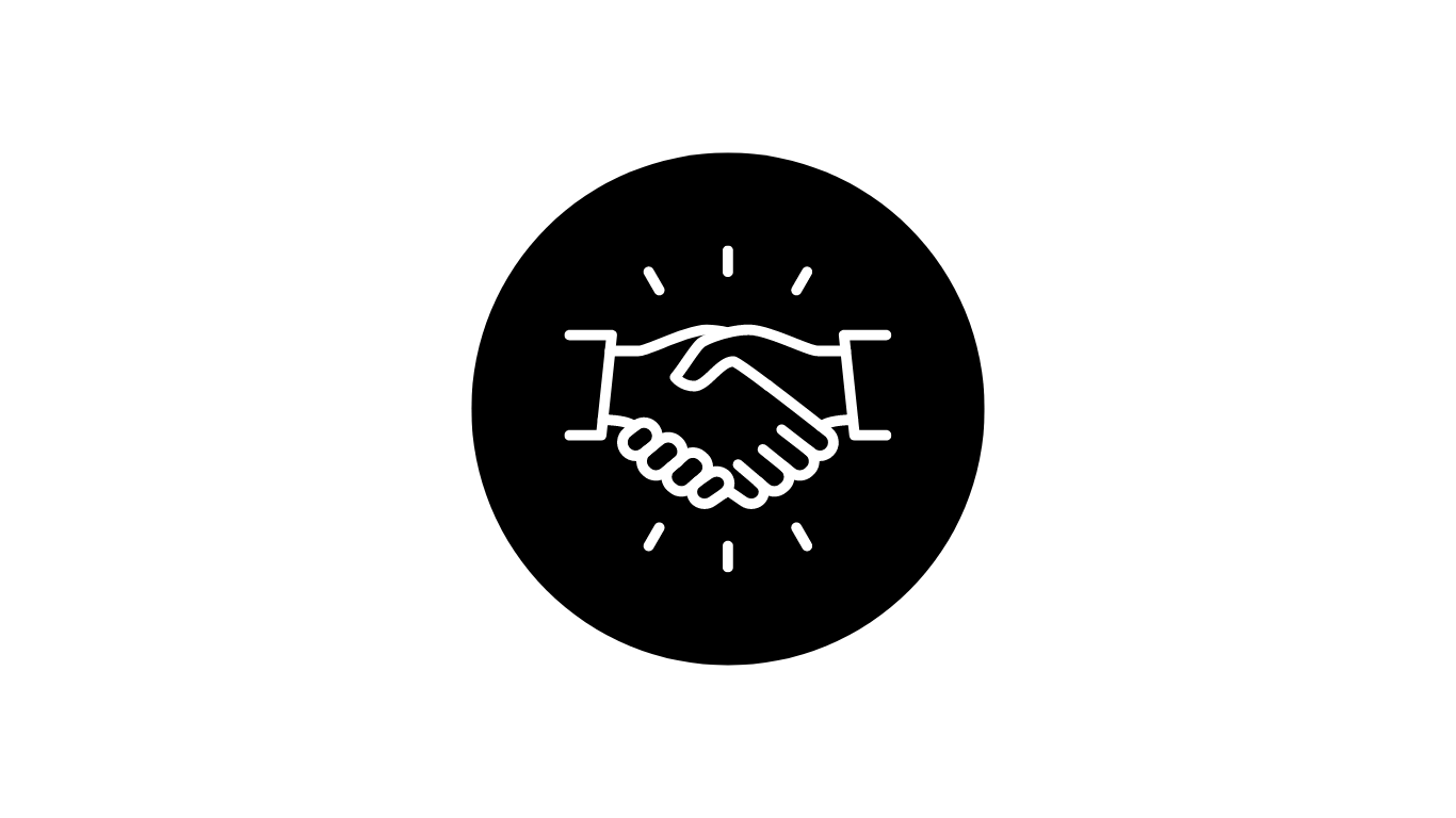 Icona di due mani che si stringono, simbolo di collaborazione o accordo.