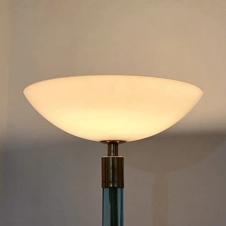 Lampada da terra in vetro di Murano e ottone, Italia, anni '80 – foto 1