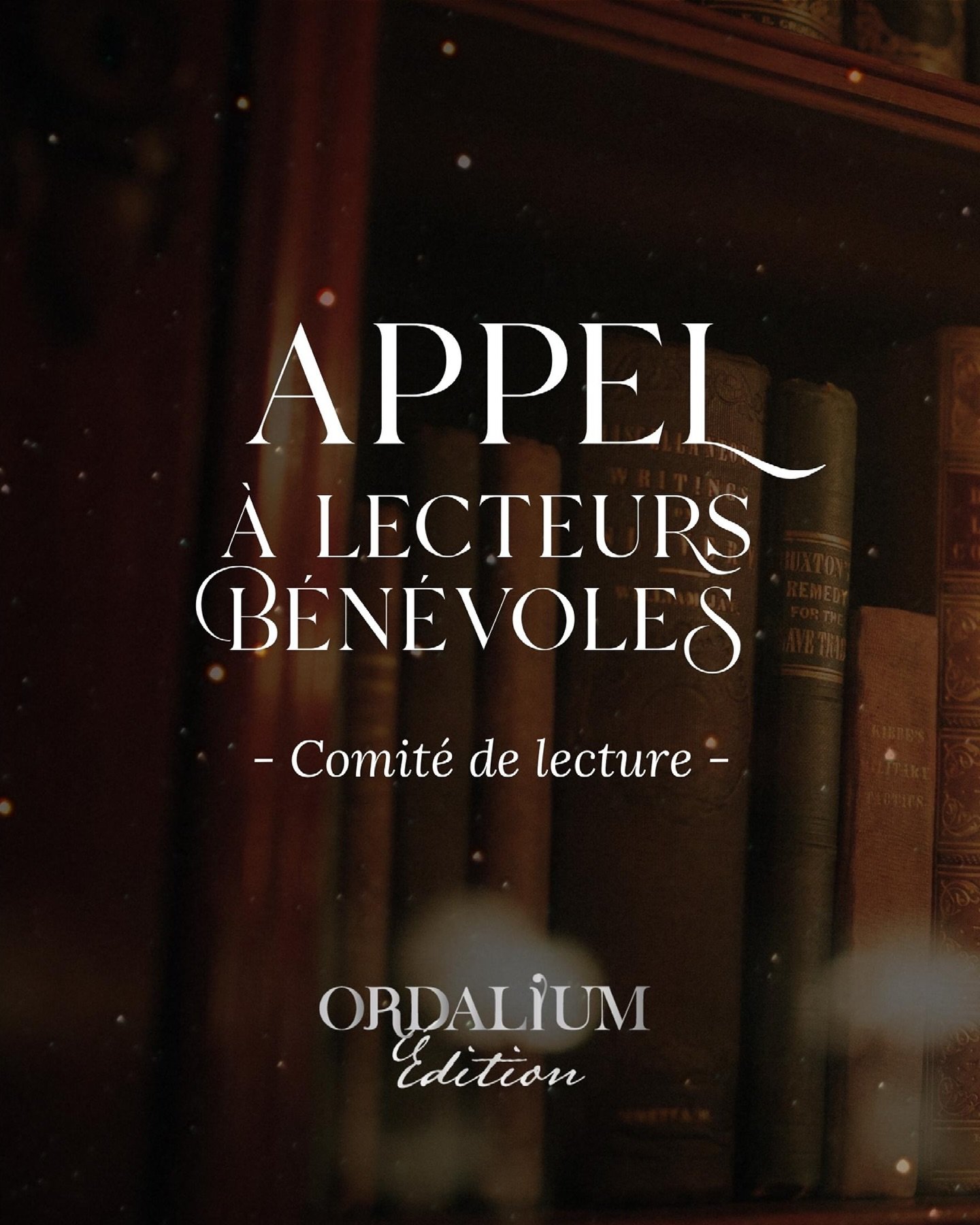 ✨&nbsp;Appel &agrave; lecteurs b&eacute;n&eacute;voles 📖

Chez Ordalium &Eacute;dition, nous recevons beaucoup de manuscrits, et nous vous en remercions du fond du c&oelig;ur 🫶🏼

Pour nous aider dans la lecture de ces belles histoires, nous cherch