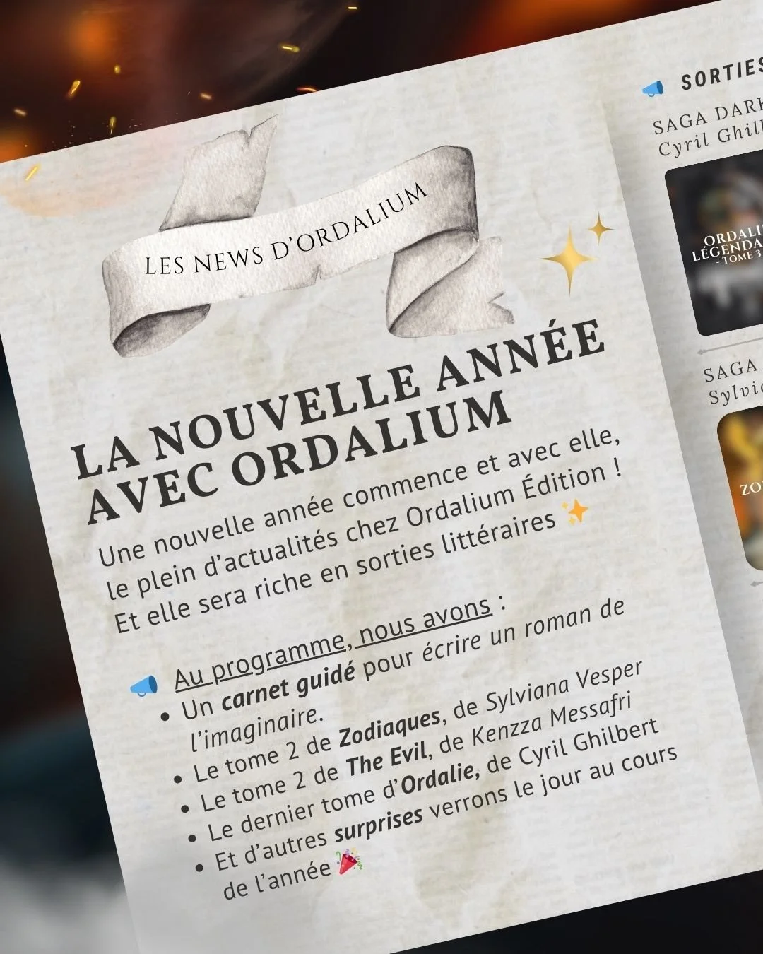 📣 LES NEWS D&rsquo;ORDALIUM &ndash; les actualit&eacute;s 📰

2026 s&rsquo;annonce intense chez Ordalium &Eacute;dition.
Une ann&eacute;e de fins, de continuit&eacute;s&hellip; et de nouvelles travers&eacute;es.

Des sagas qui s&rsquo;ach&egrave;ven