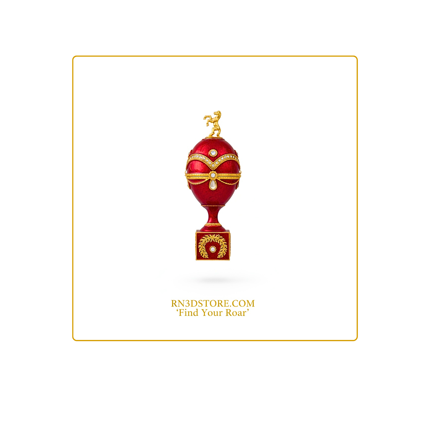 The Imperial Horse of Fortune-Red Enamel Faberge Egg Trinket Box with 24K Gold Plating & Austrian Crystals
