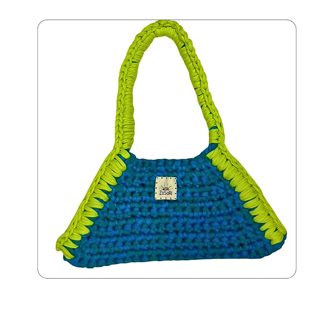ZoSoRi Knitted Chartreuse Multi-Color Bag