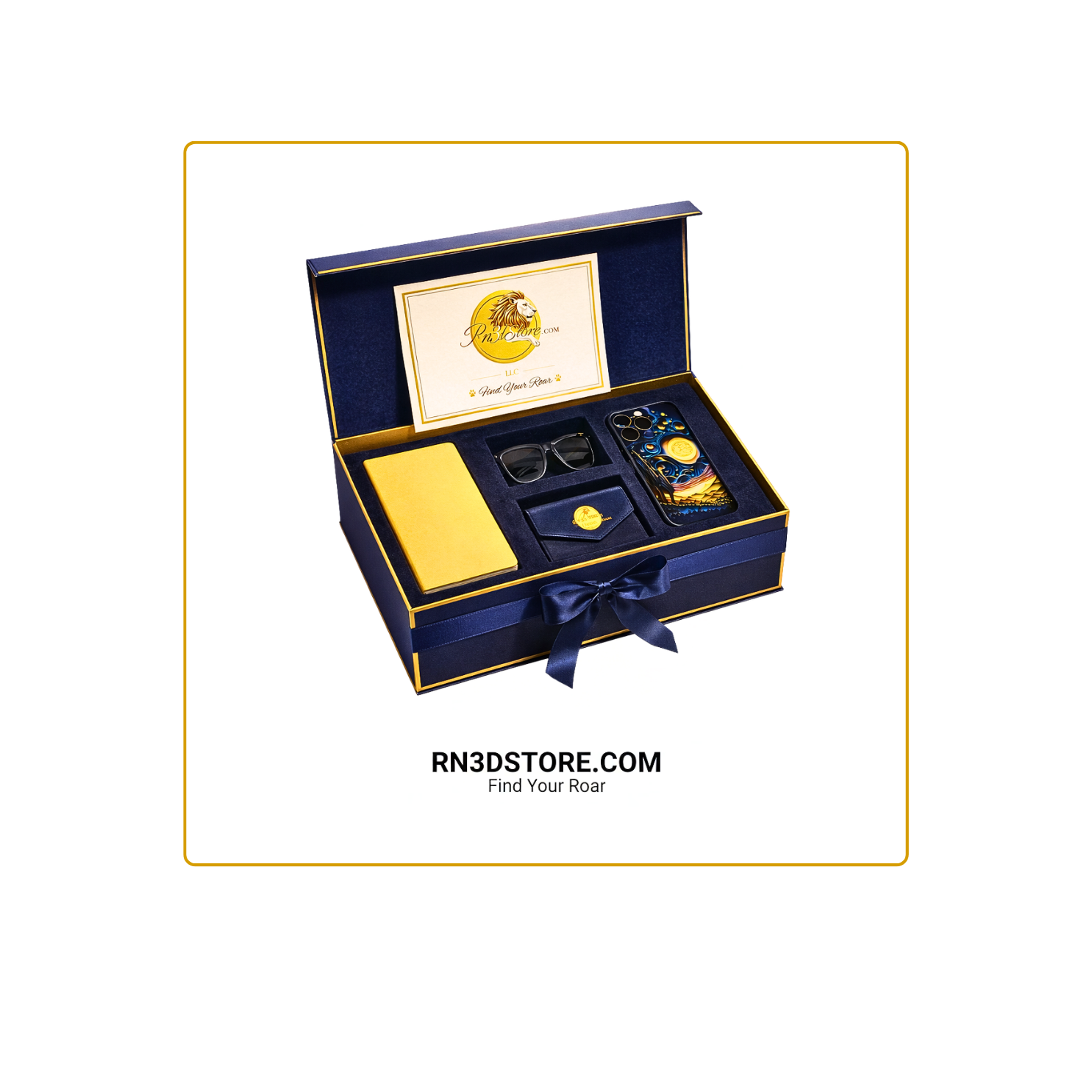 NursePro Elite™ – Smart Bundle (Wireless Headset Smart Sunglasses, Yellow Leather Strap Notebook, and Whimsical iPhone 13 Pro Case)