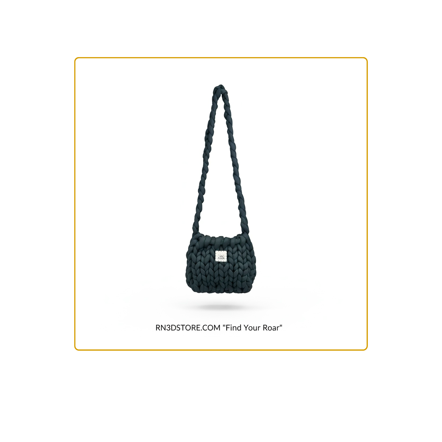 ZoSoRi Handmade Thick Woven Yarn Knit Charcoal Grey Bucket Bag