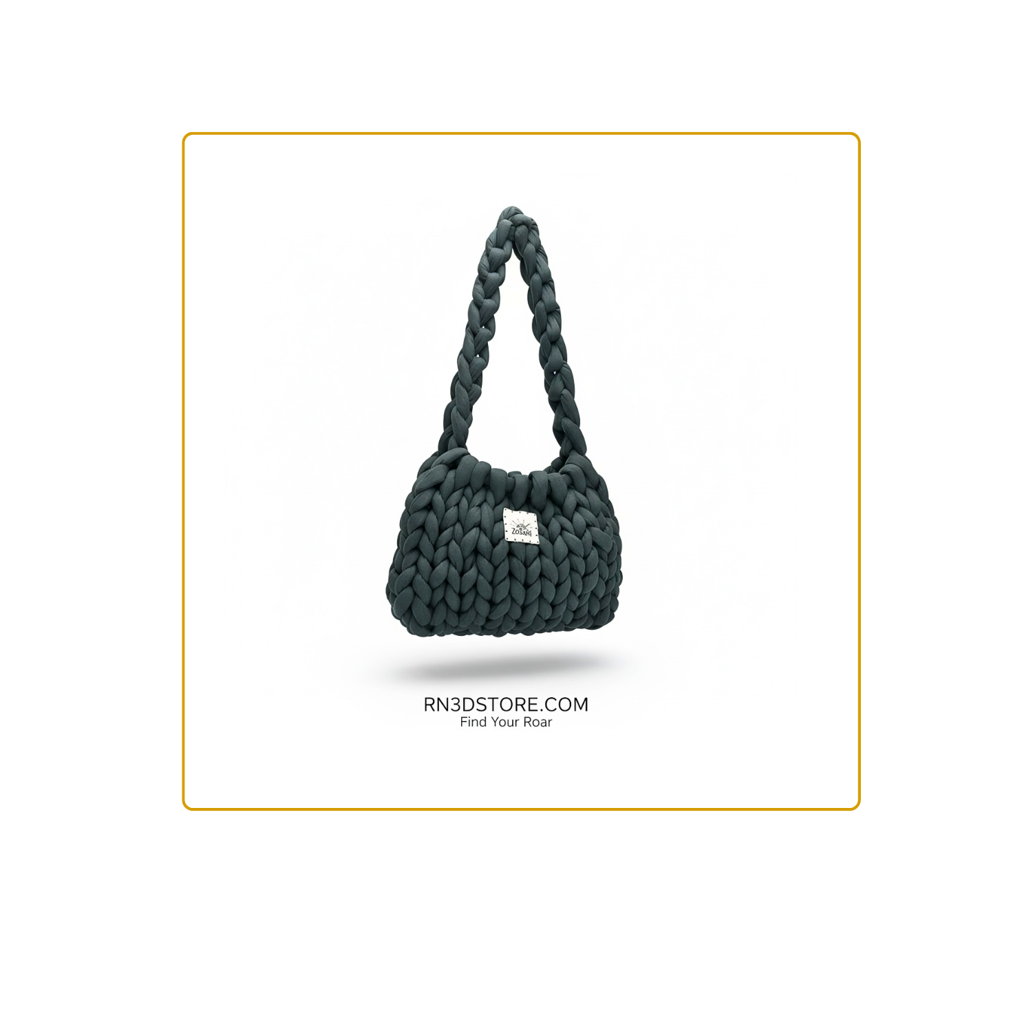 ZoSoRi Handmade Thick Woven Yarn Knit Charcoal Gray Medium Sized Bag