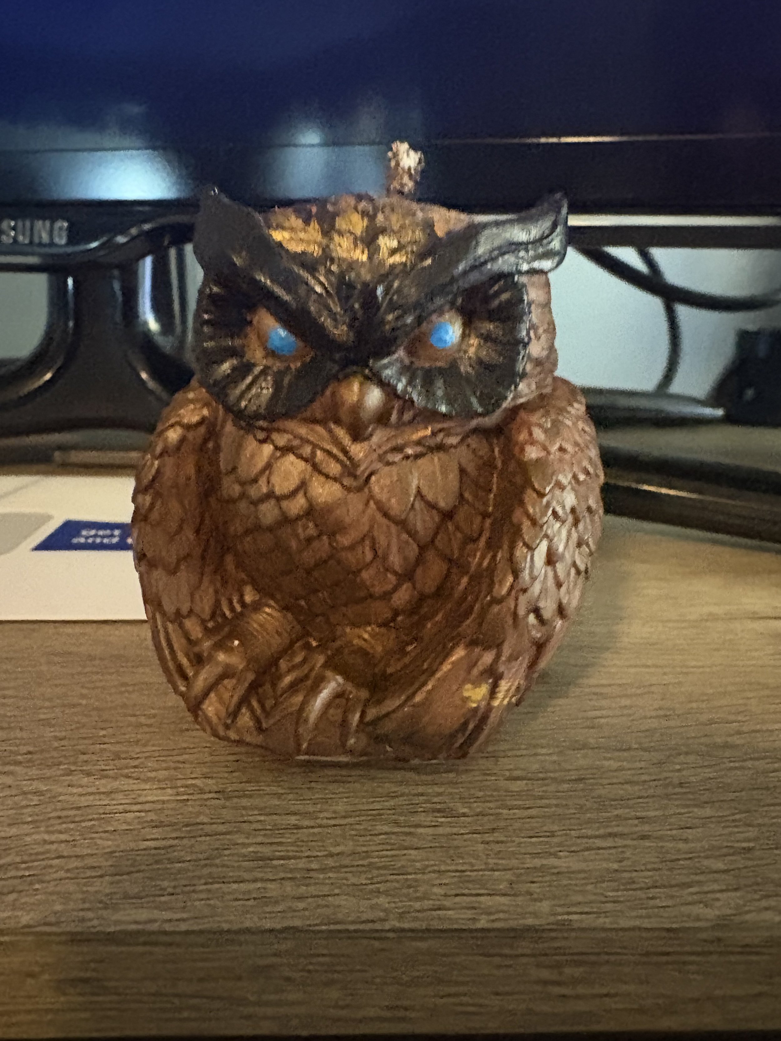 Owl Candle Brown/Gold