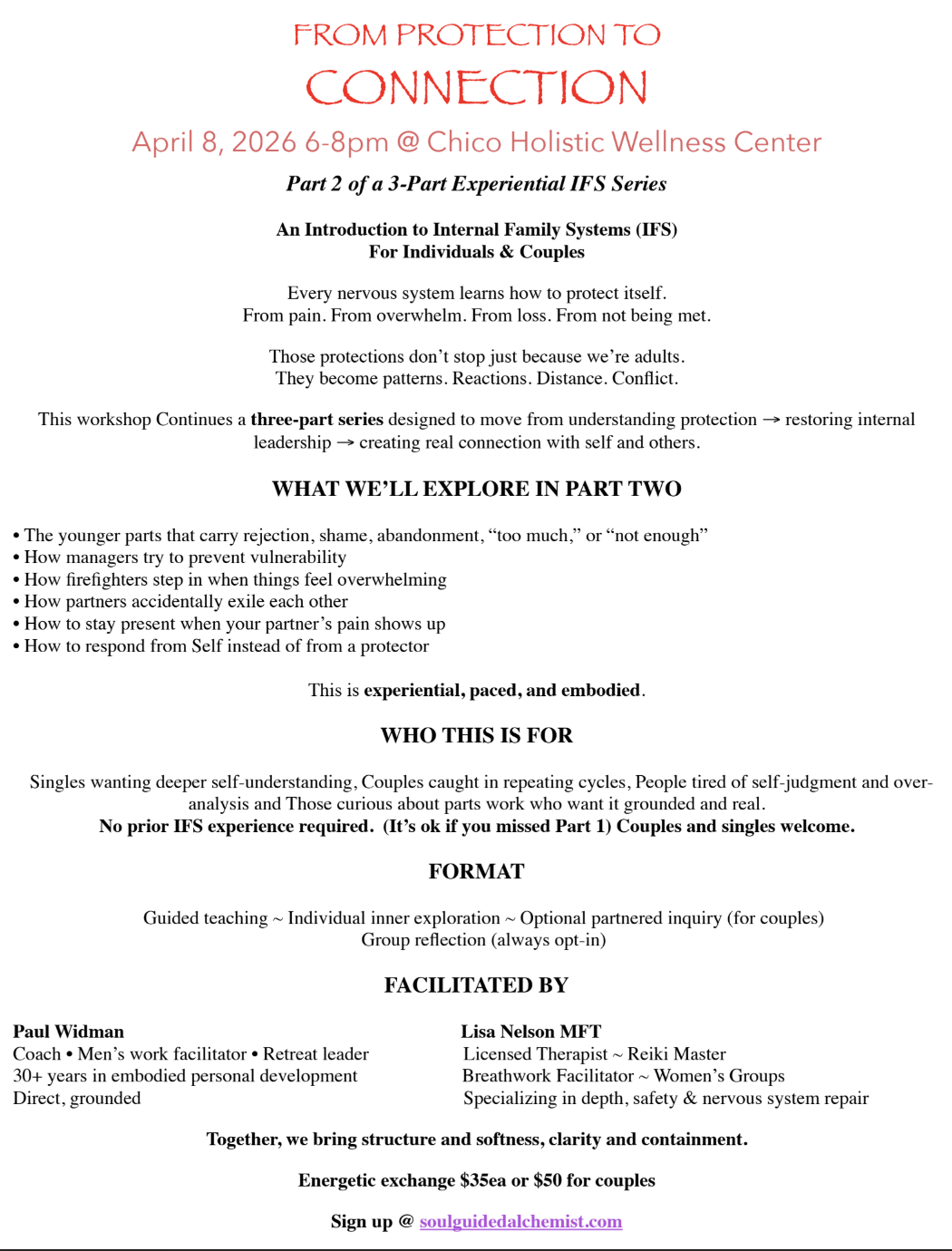 From Protection to Connection // Part 2 of a 3-Part Experiential IFS Series