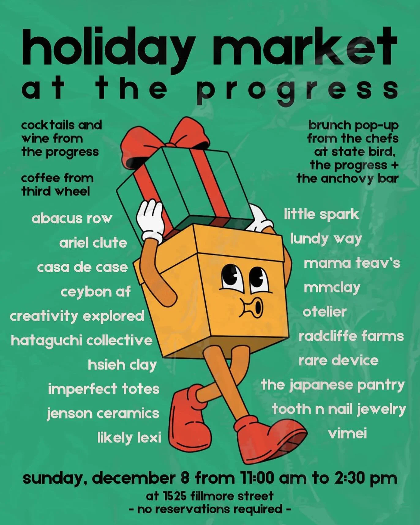 December 8th!! Thrilled to be involved for a 3rd year! Come get some tasty treats and buy some plates!!
Someone recently told me that “Christmas is my cocaine”… and I’m beginning to believe it. 🎄