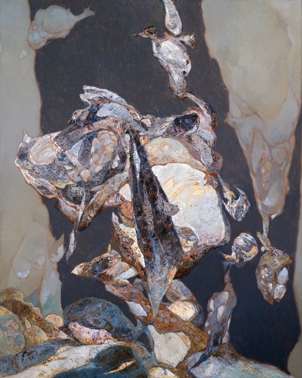 The Memory of Stones, 2025, oil on canvas, 48 x 60 in