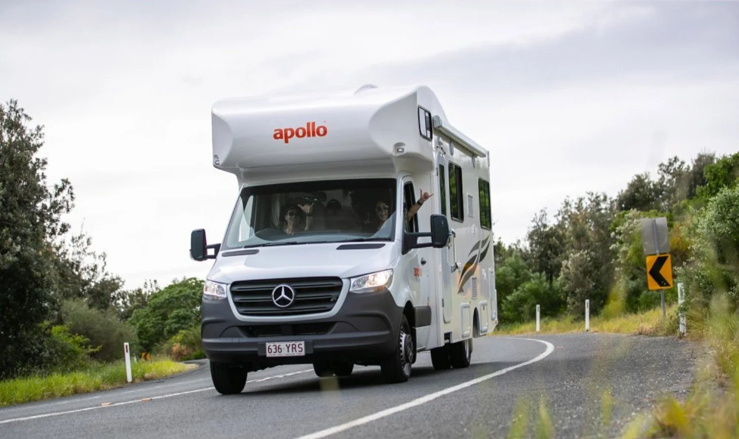 A white Mercedes camper van with
