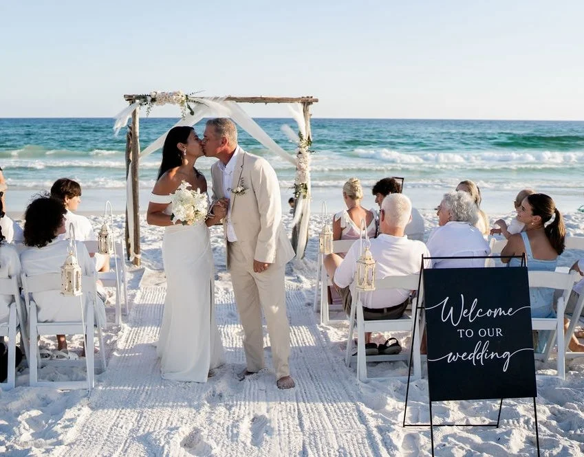 Rustic Bohemian Beach Wedding Package with White Lantern Aisle Decor Option