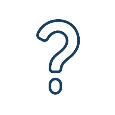 A black label with a white question mark in the middle.