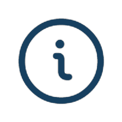 Blue information symbol with a circle and a lowercase 'i' in the center.