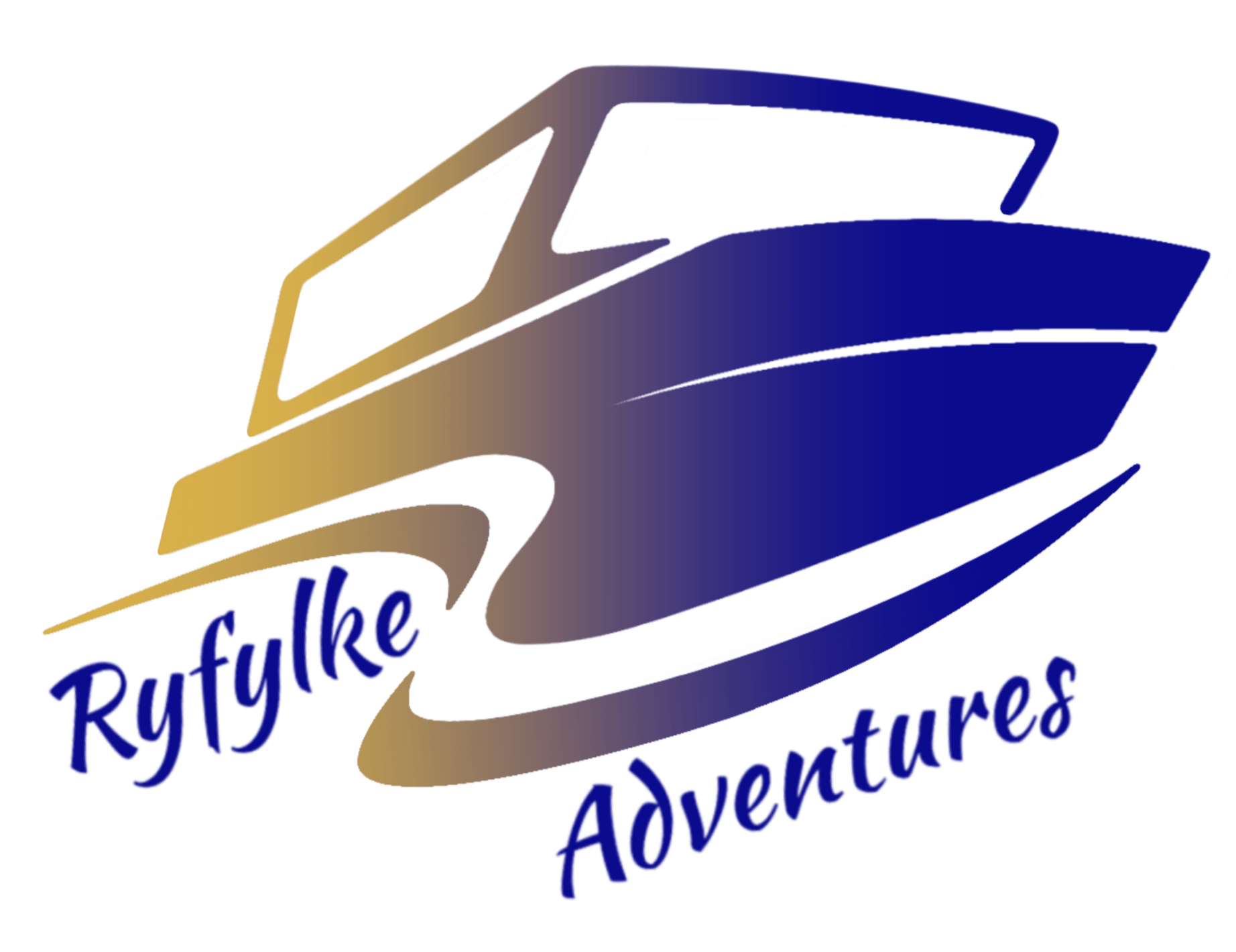 Logo with a boat and the inscription 'Rufuke Adventures'