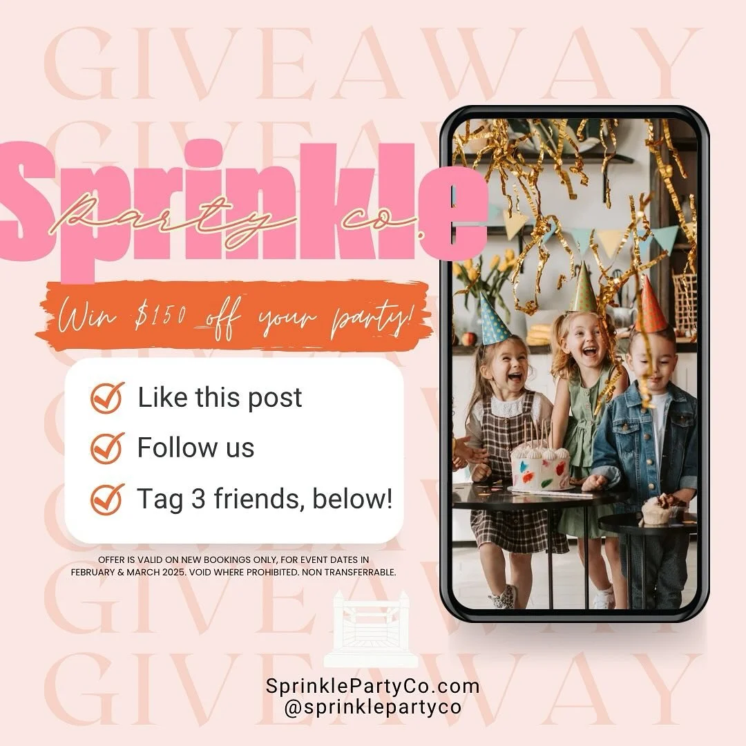 Calling all Families, Foodies &amp; Party Animals! We are giving away a $150 CREDIT for your next party booking with us! 🎉 

✨RULES TO ENTER✨
✔️ Follow us @sprinklepartyco 

👍🏽 Like this post

🏷️ Tag 3 friends below &amp; tell us which special oc
