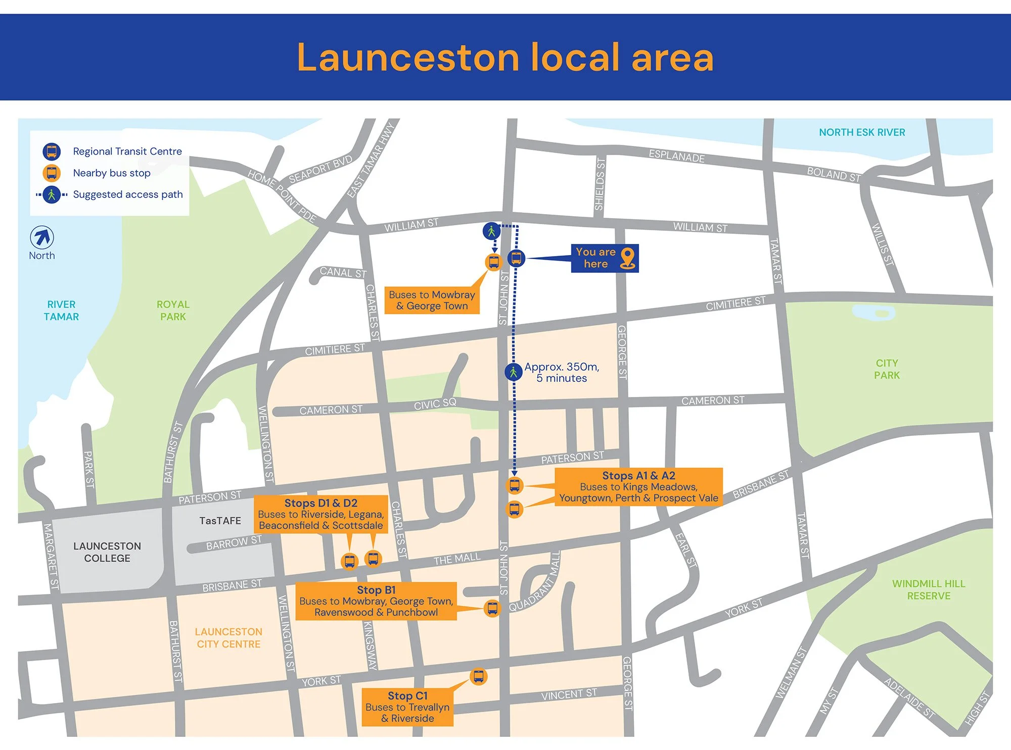 Local area map. Image courtesy of the Department of State Growth, Tasmania.