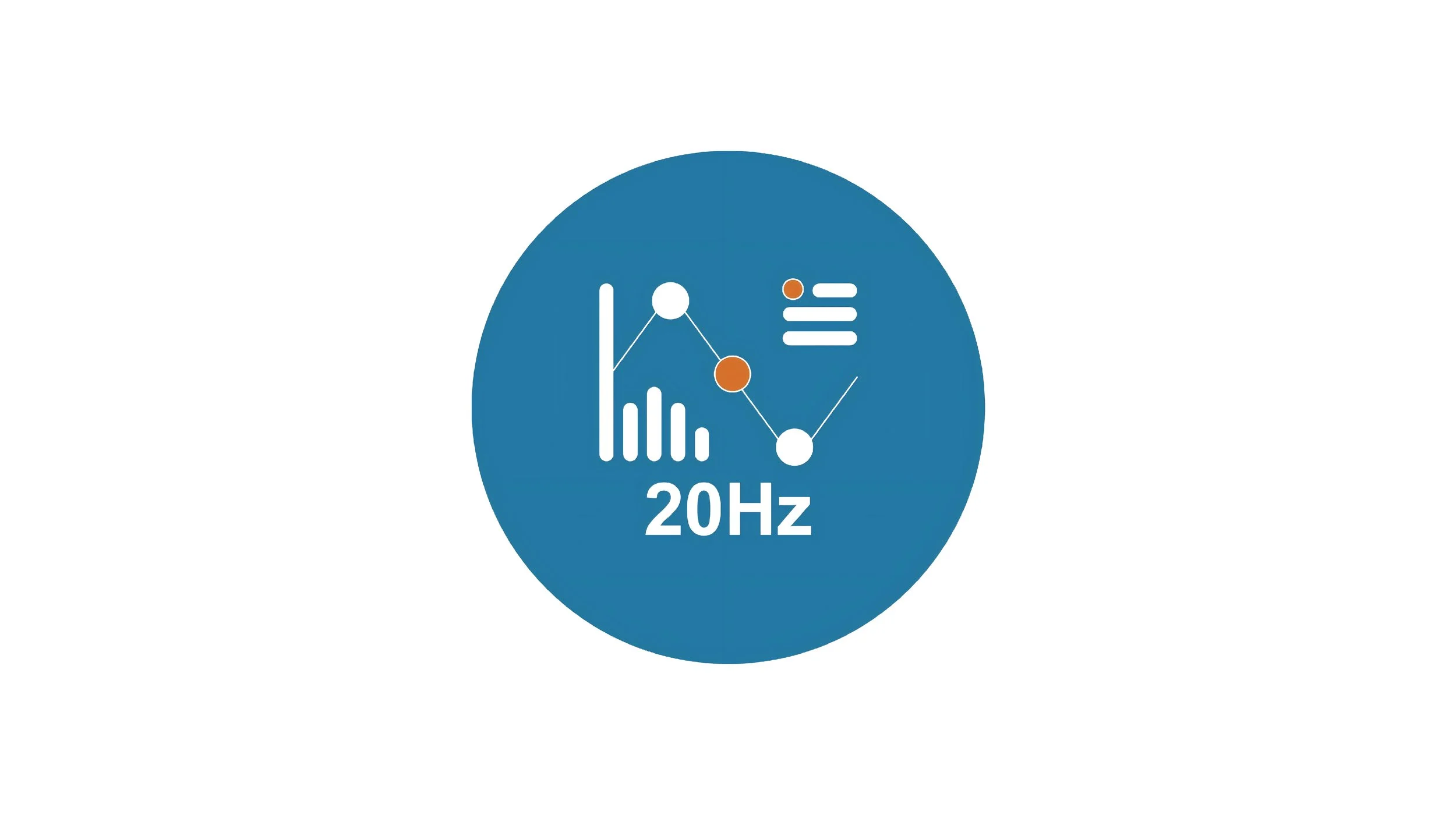 A blue circular icon featuring various white and orange financial chart symbols, with the text '20Hz' at the bottom.