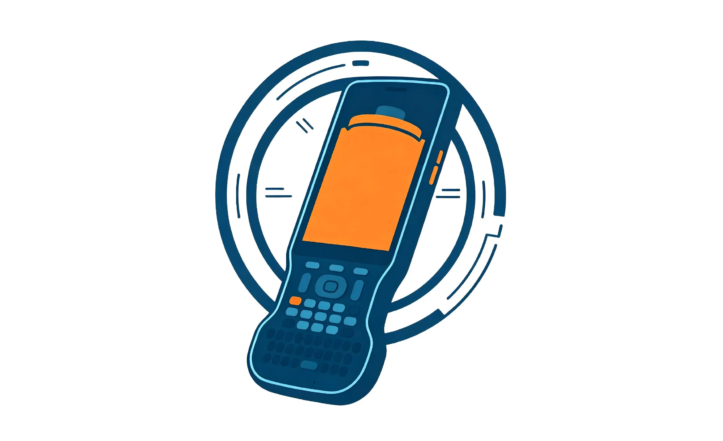 An illustration of a mobile phone on a washing machine drum.