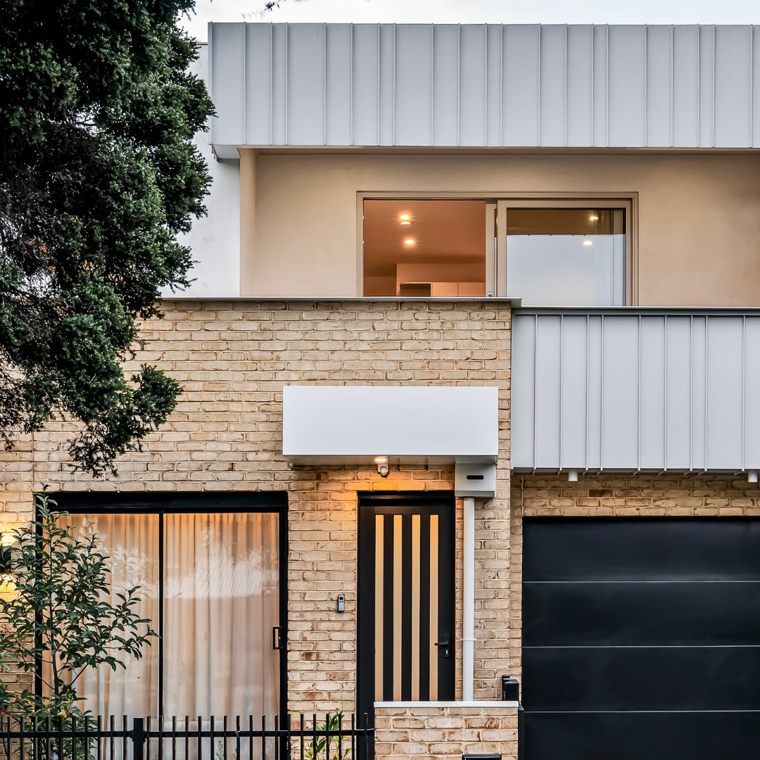 Home staging exterior of a modern townhouse in Melbourne, showcasing street appeal for sale