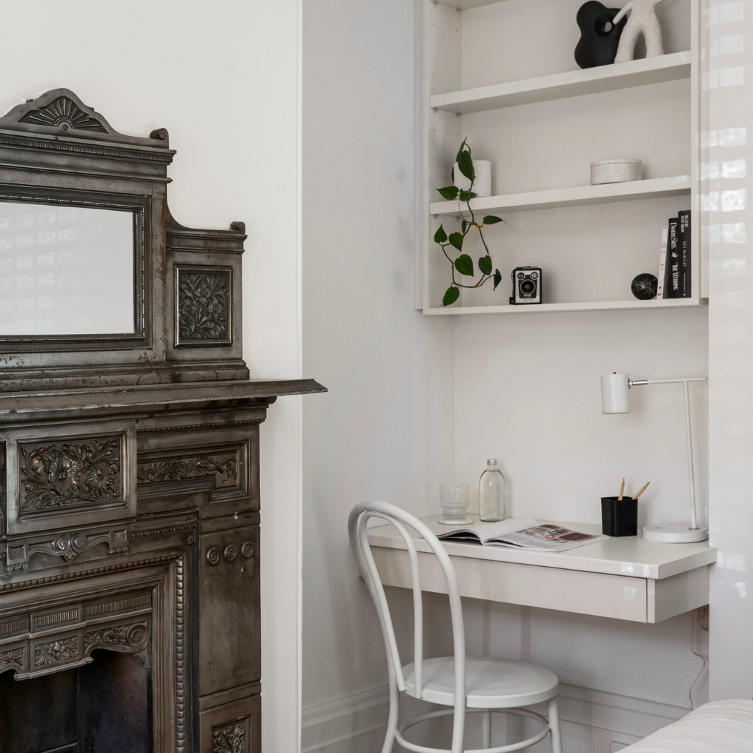 Home staged study nook in a Fitzroy terrace home designed for functionality and visual appeal
