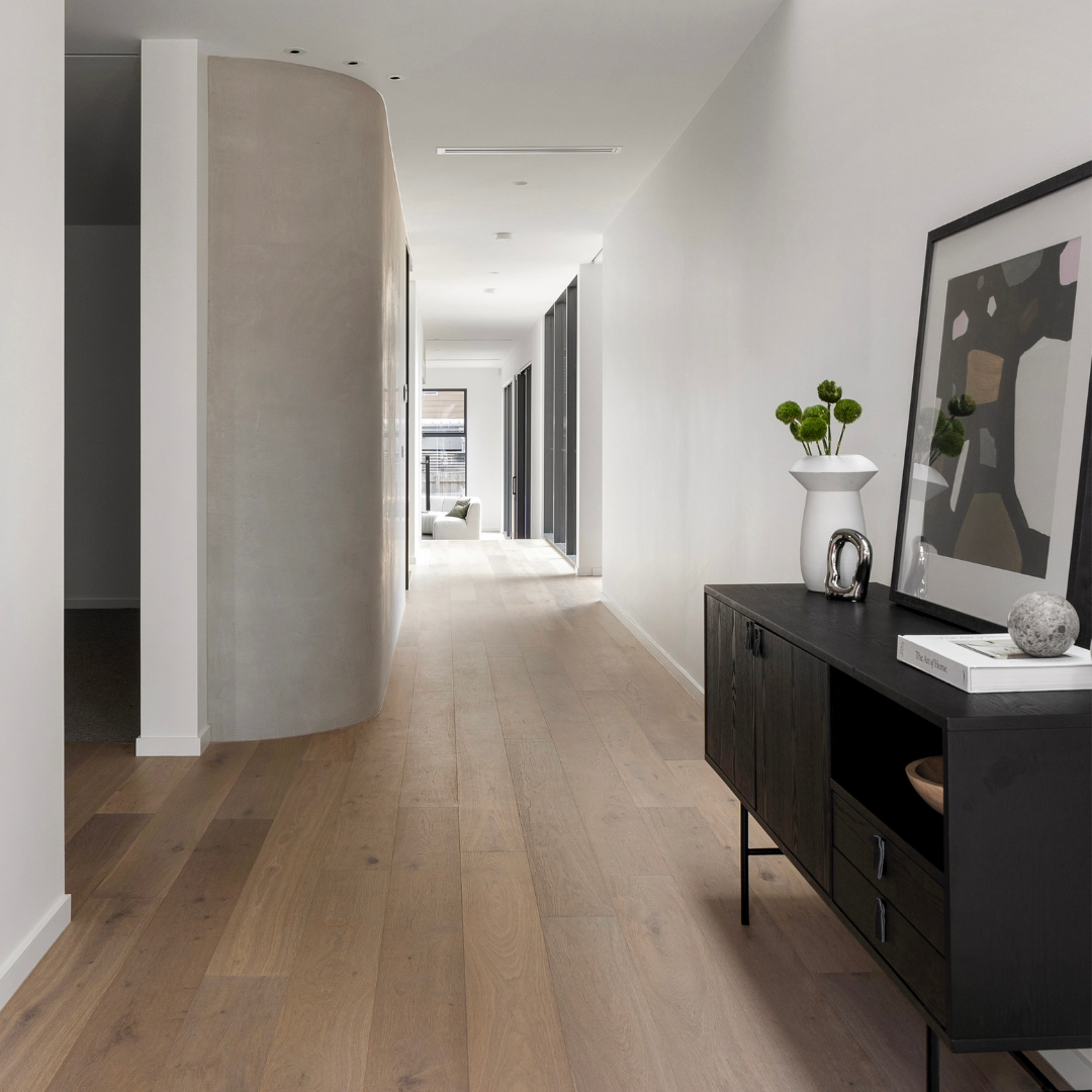 Photo shoot styling of a new build entry hallway at 56 Fernfill Road, Sandringham