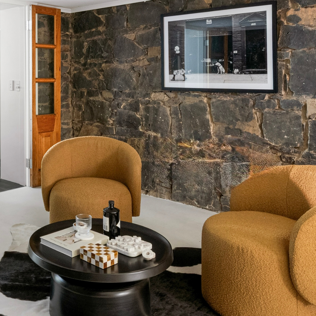 Home staging project at 106 Gore Street, Fitzroy showcasing a styled terrace living space