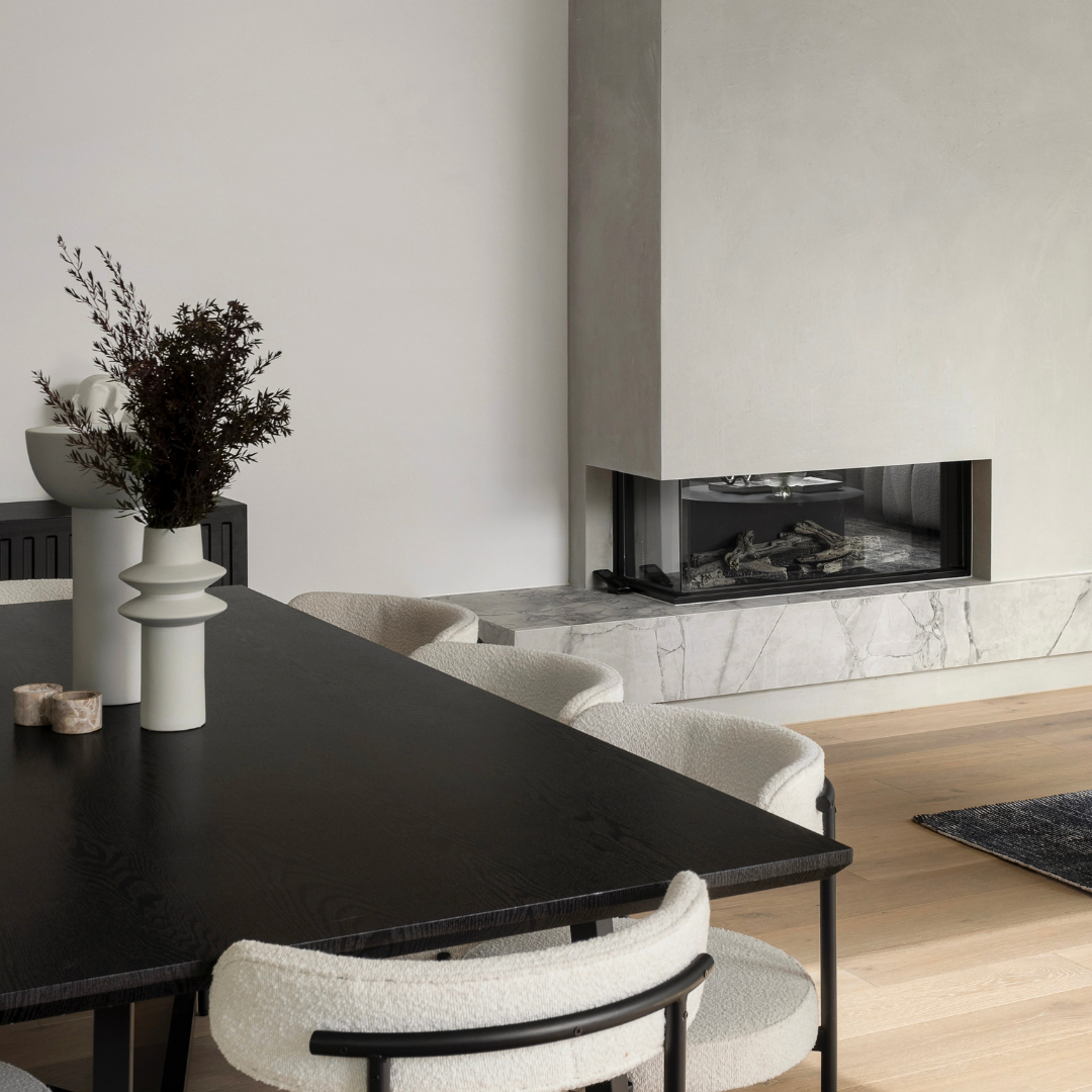 Photo shoot styled dining area in a new build home at 56 Fernfill Road, Sandringham