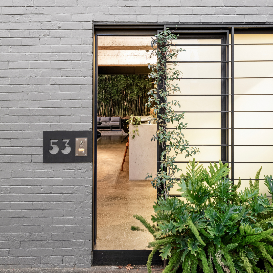 Partial styling of an architectural home exterior at 53 Little Smith Street, Fitzroy