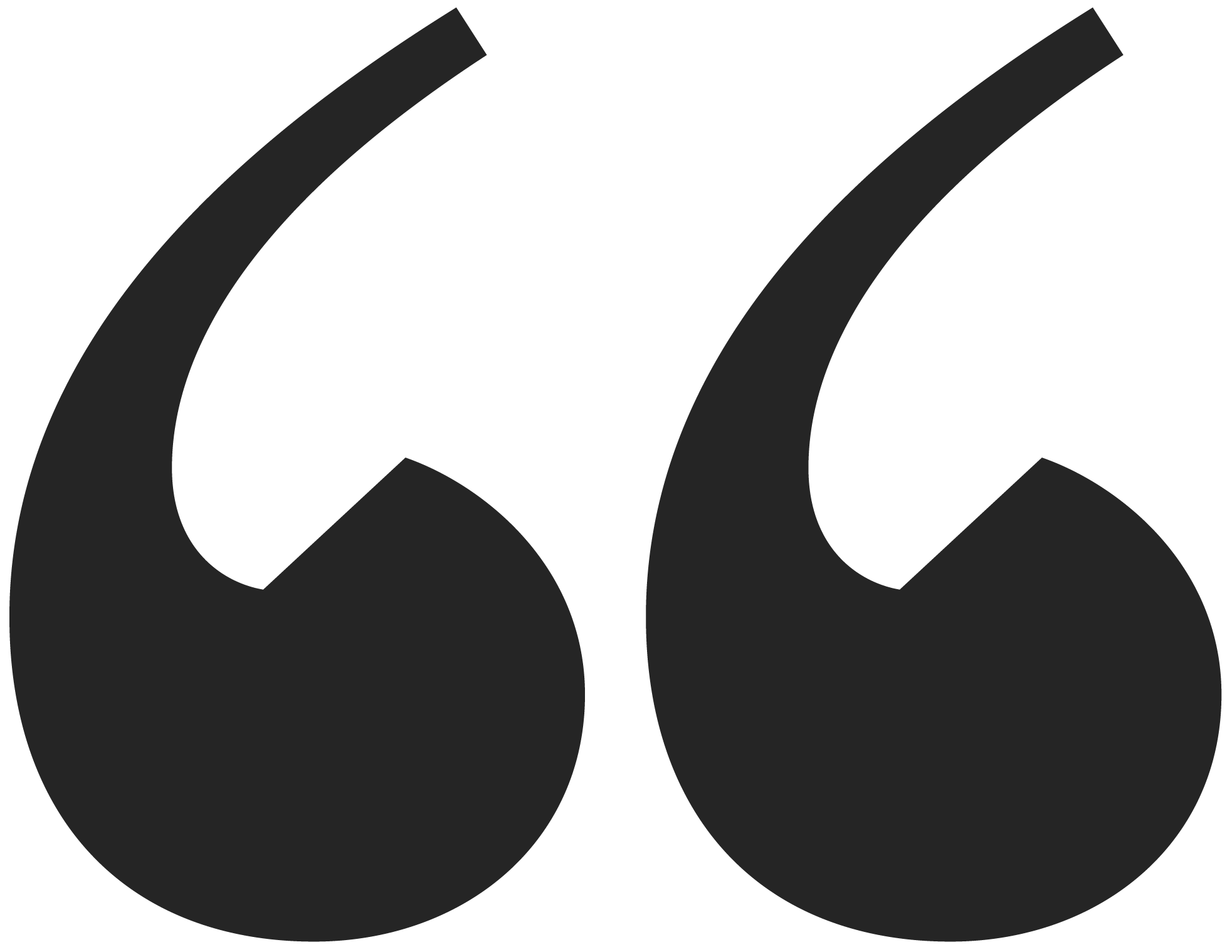 Black quotation marks on a white background.