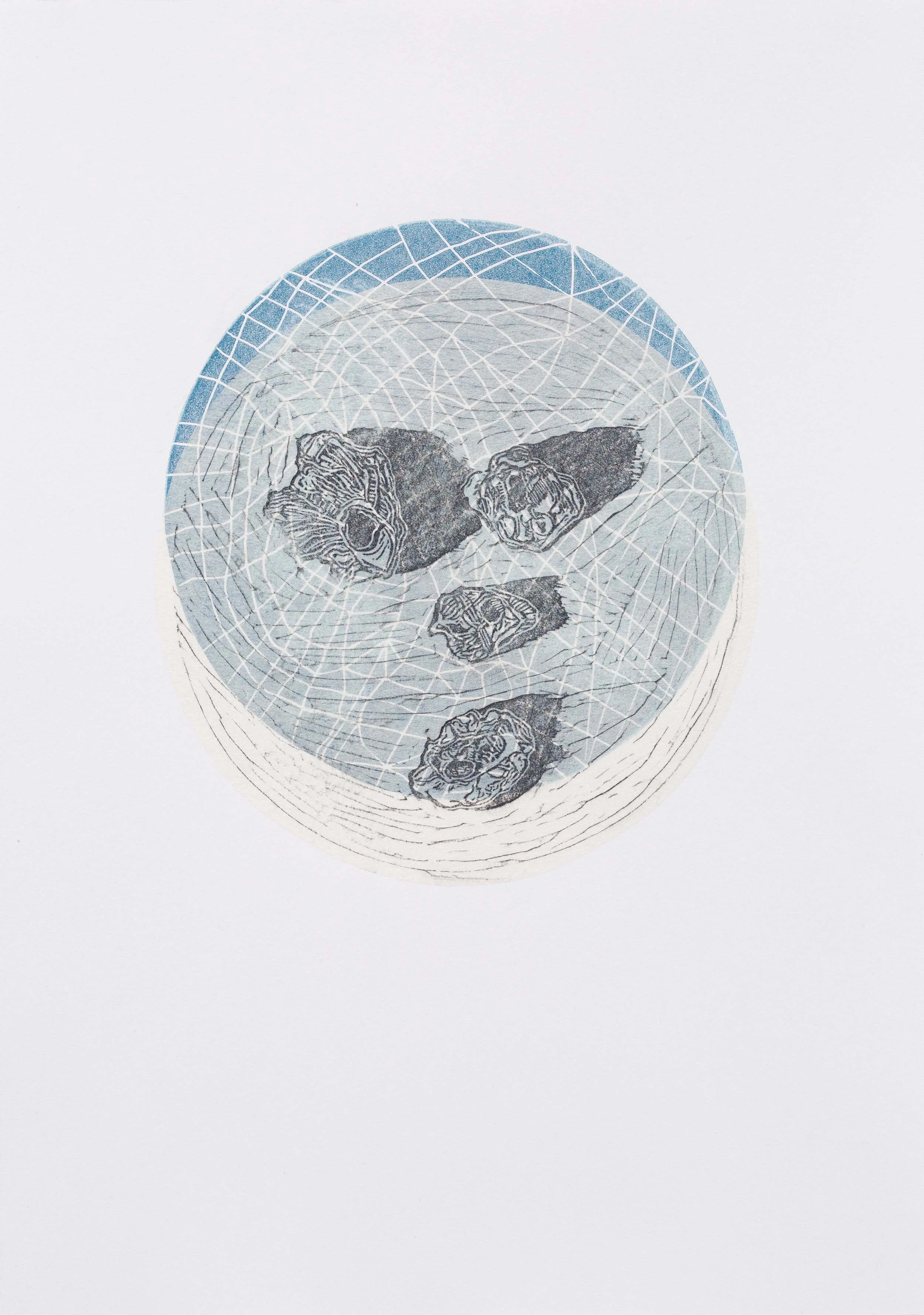 2B or not 2B I, 2018, Linocut with chen colle and frottage, 25 x 35cm