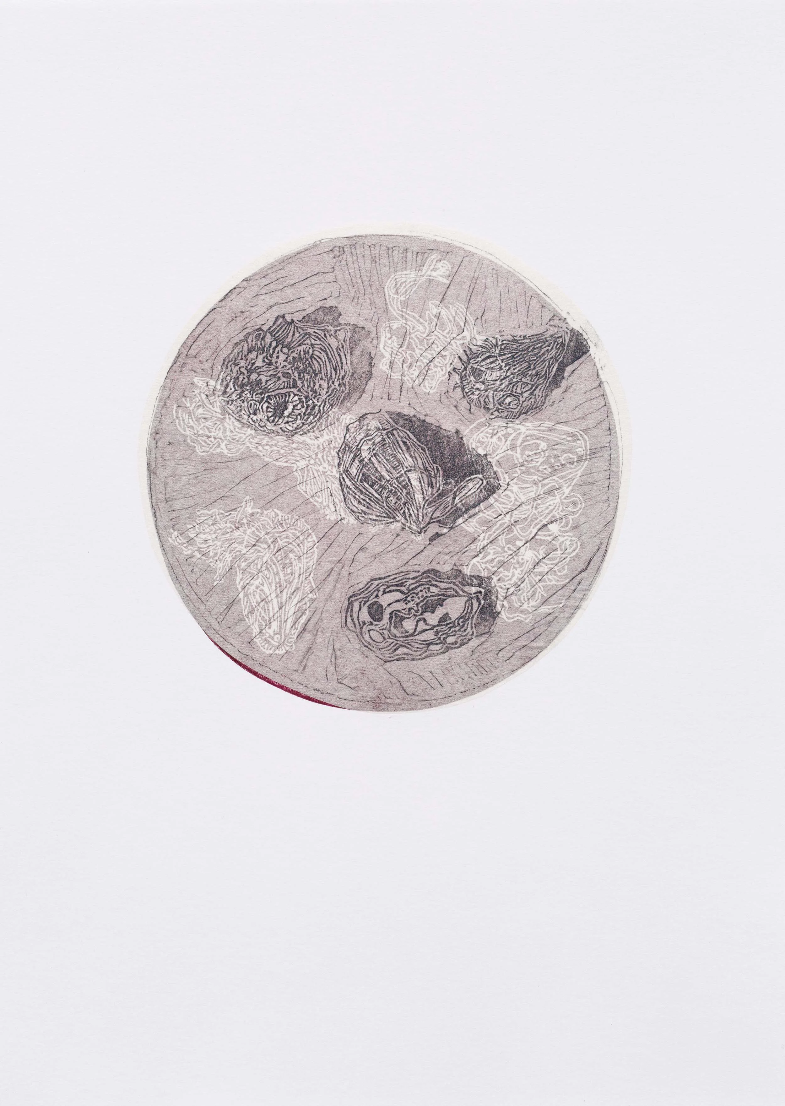 2B or not 2B III, 2018, Linocut with chen colle and frottage, 25 x 35cm