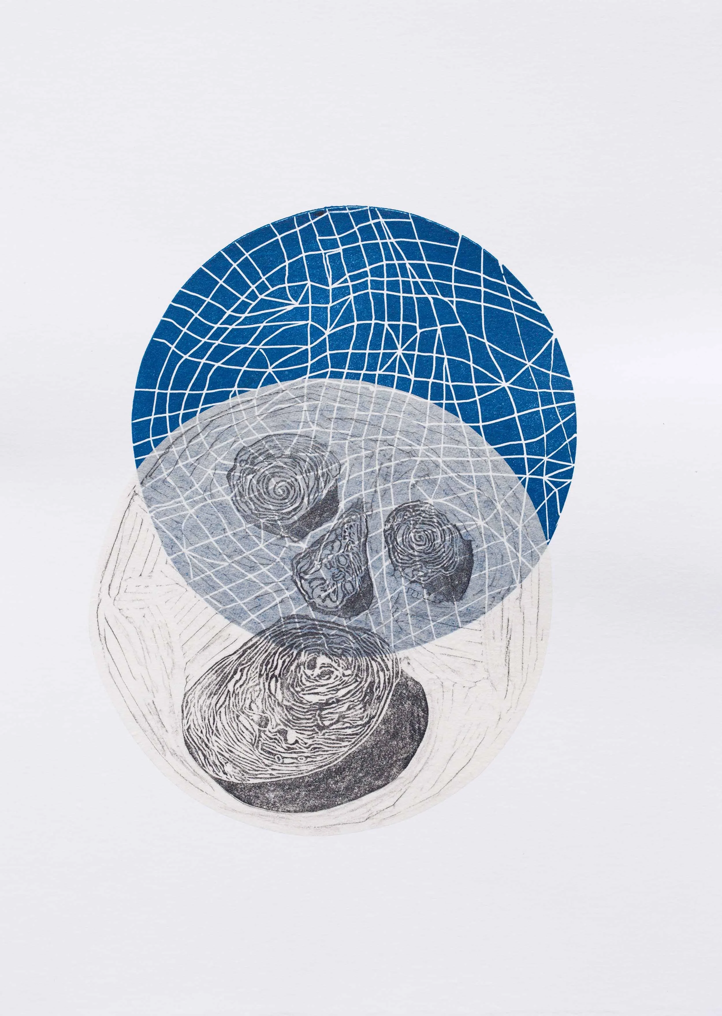 2B or not 2B IV, 2018, Linocut with chen colle and frottage, 25 x 35cm