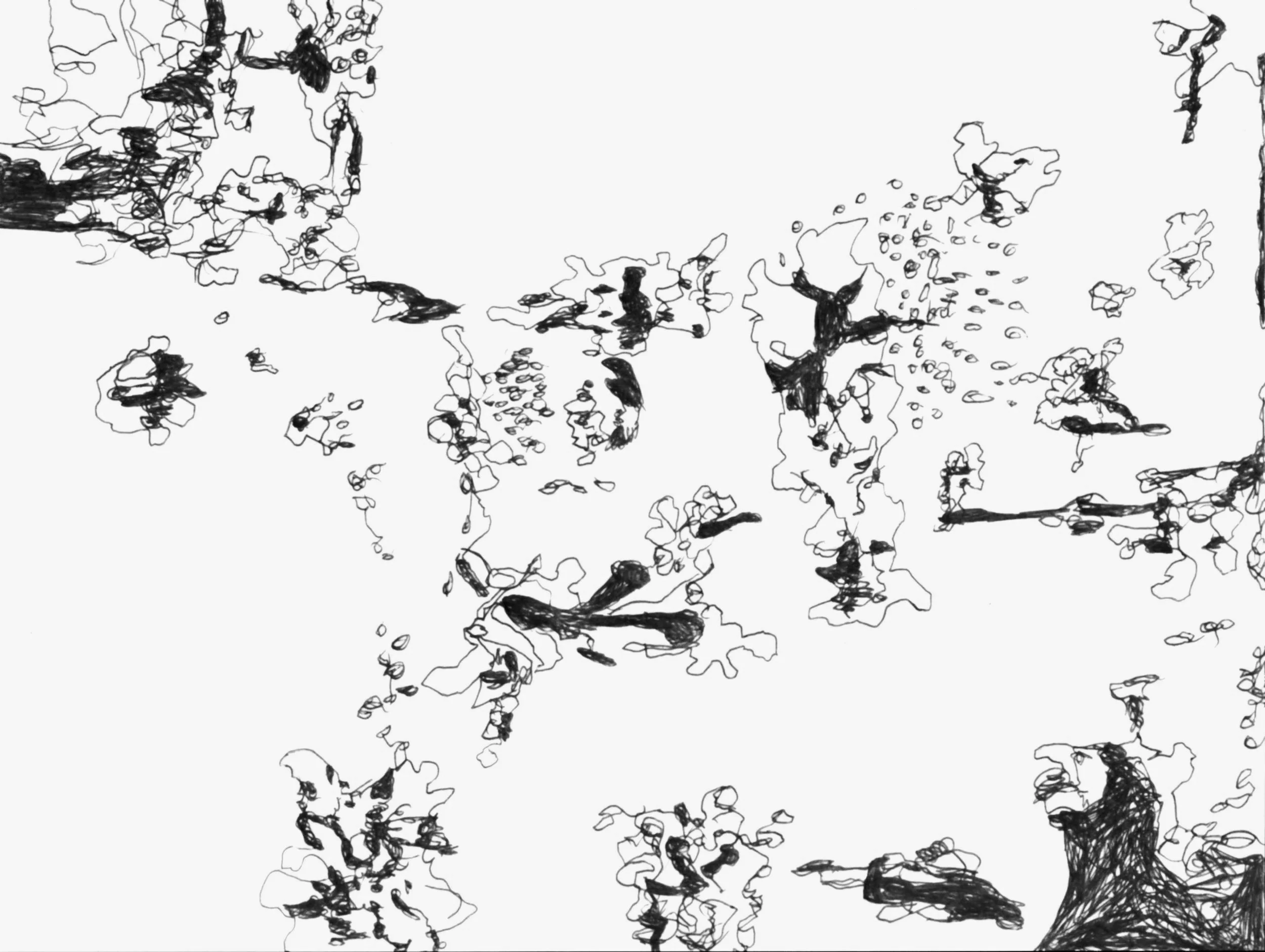 On gravestones_1, 2022, edited drawing 
size variable / 66,1 x 49,8 cm