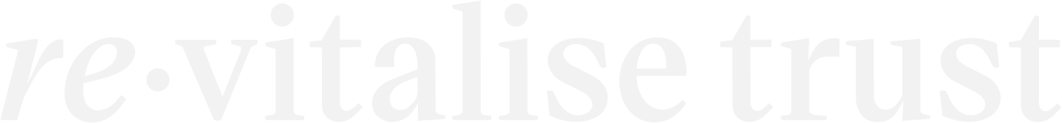 Text graphic with the words "re:vitalise trust" in white letters on a black background.