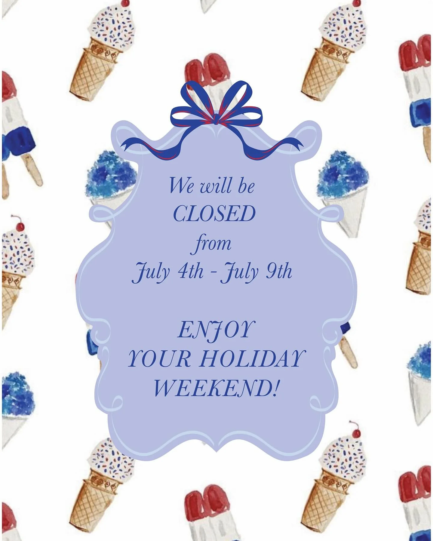 Happy Independence Day from the girls @lavenderandmossfloral ! We will be taking a short vacation from July 4-July 9! Enjoy your holiday weekend!