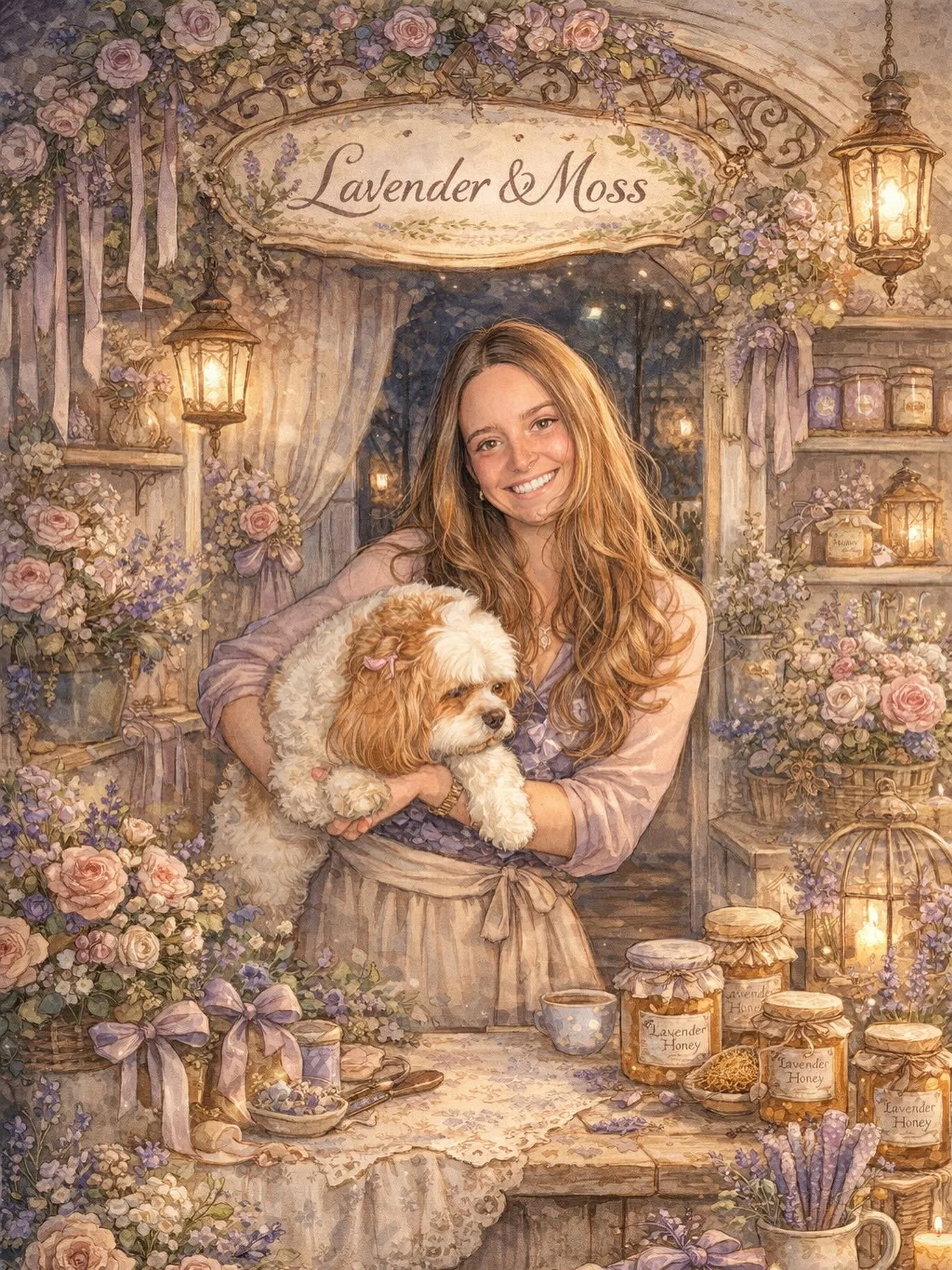 Ok AI, you kinda nailed it 🎀✨🌸🐶🪻