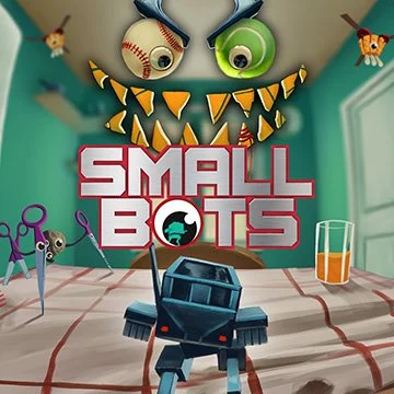 game logo for Small Bots, a wave defence roguelike vr xr game for Apple Vision Pro