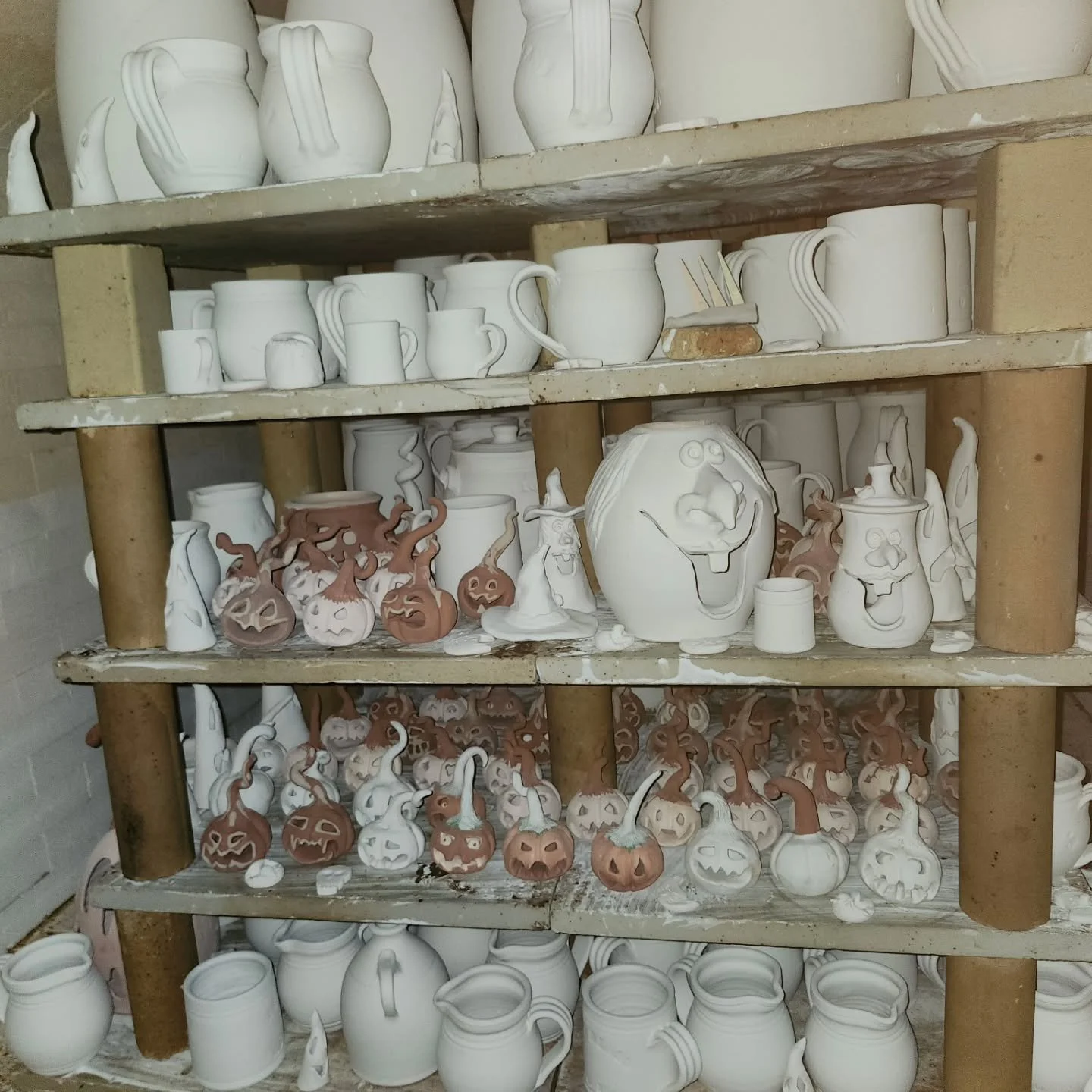We've never had so many pumpkins in one kiln! Wish us luck on our firing - these will be heading to Ligonier Days with us this weekend!