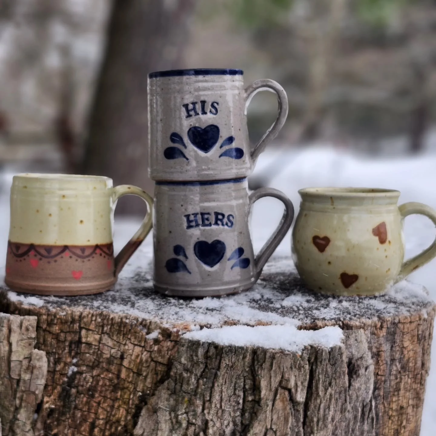 Heart mugs are done just in time for Valentines day! These are all available in person or on our website westerwaldpottery.com/shop/mugs 

*we are a little disappointed in how the glaze turned out on our carved heart mugs and have reduced the pics on