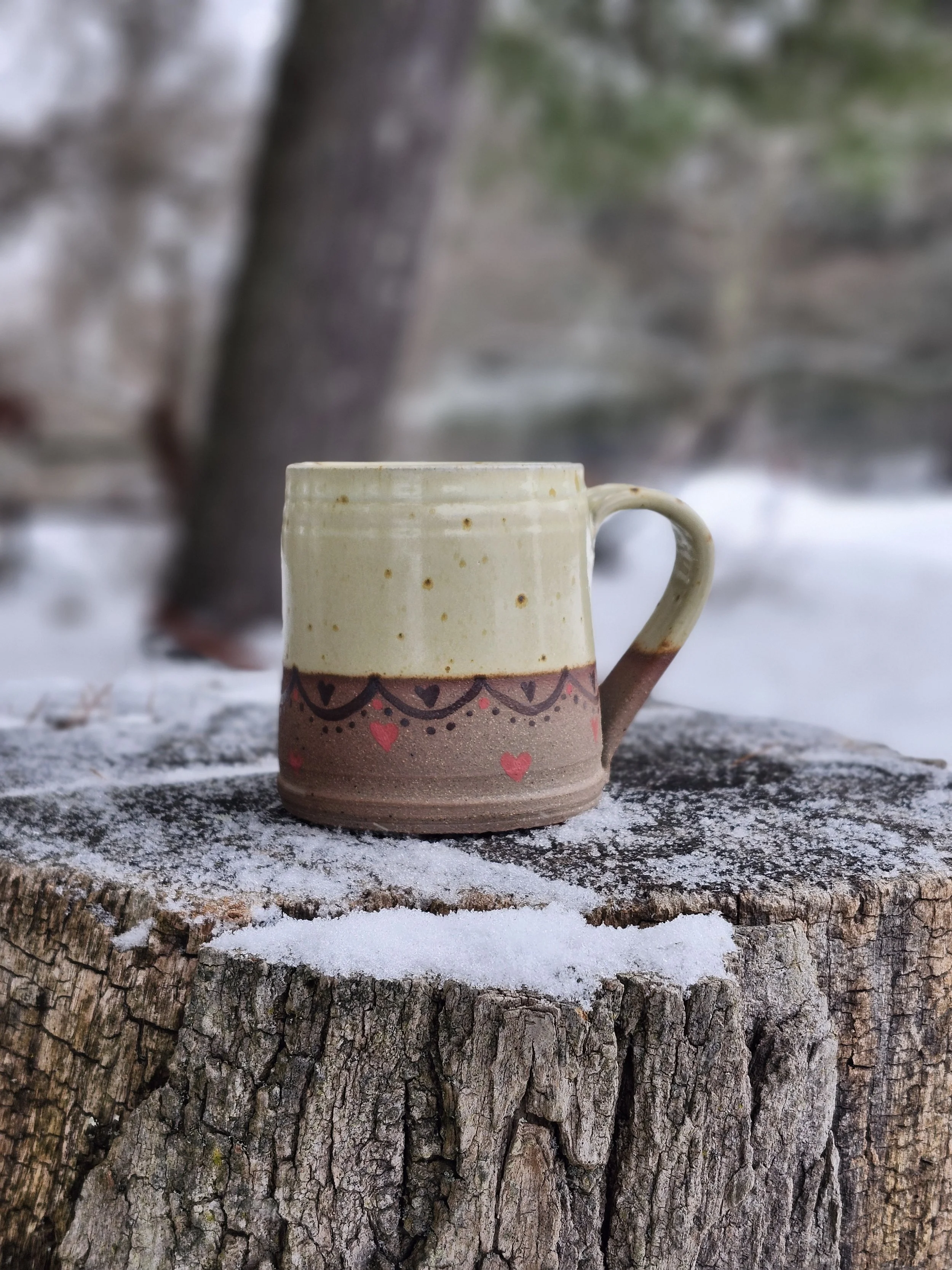 Brown and Pink Heart Mug
