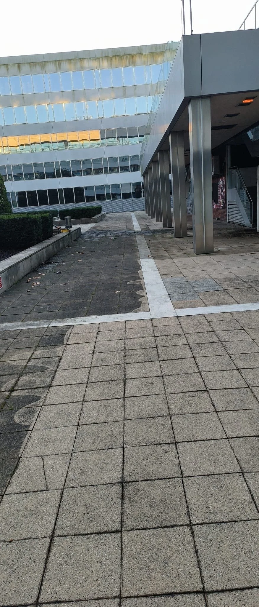 Pressure washing stone floor - Before and After