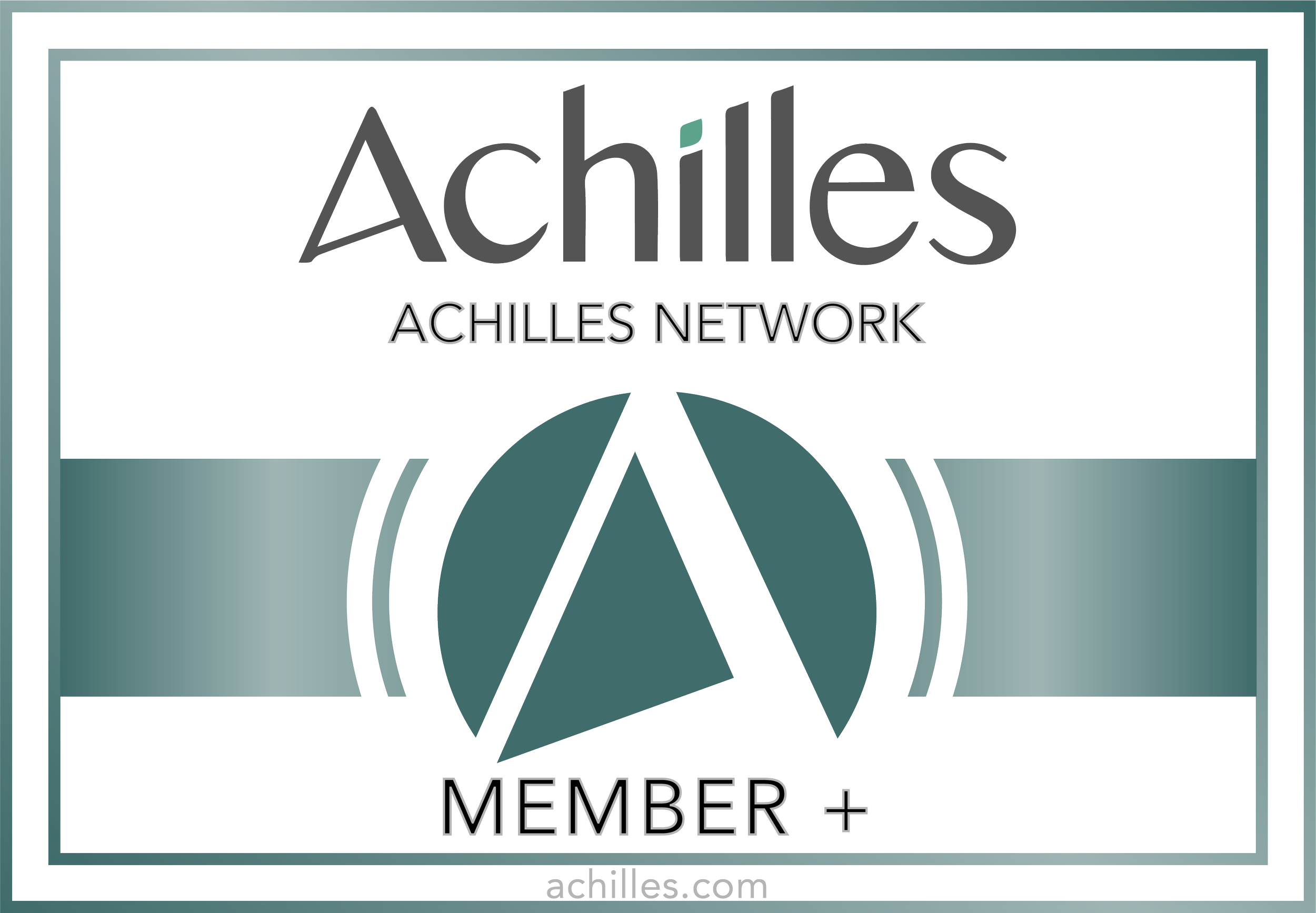 Logo for Achilles Network featuring a stylized Achilles helmet and the text 'Achilles' and 'MEMBER +'.