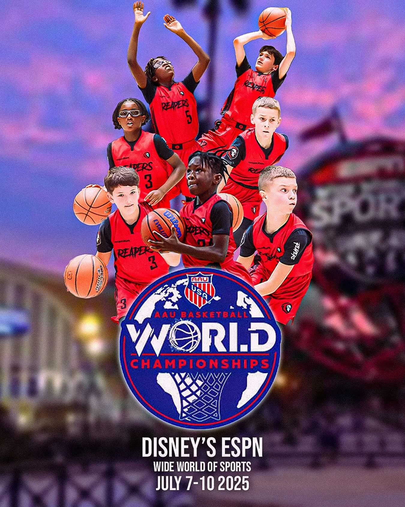 @aau_hoopdreams AAU Worlds D1 &amp; D2 ❌ @florida.reapers 
.
While other teams are posting about tryouts&hellip;we&rsquo;re still competing against the best teams in the world! 
.
Our 2034 3rd Grade and 2031 6th Grade teams are ready to compete this 